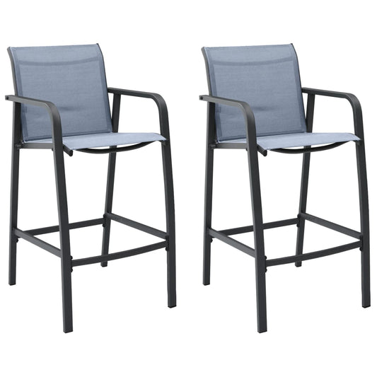 Cadeiras de bar para jardim 2 pcs textilene cinzento