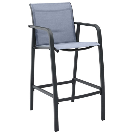 Cadeiras de bar para jardim 2 pcs textilene cinzento
