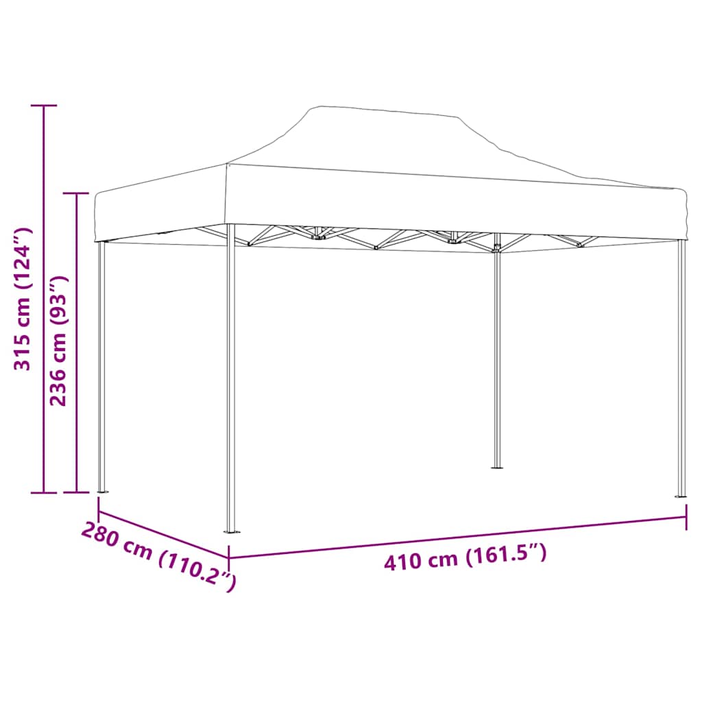 Tenda dobrável profissional para festas 3x4 m aço creme