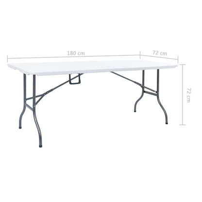 Mesa de jardim dobrável 180x72x72 cm PEAD branco