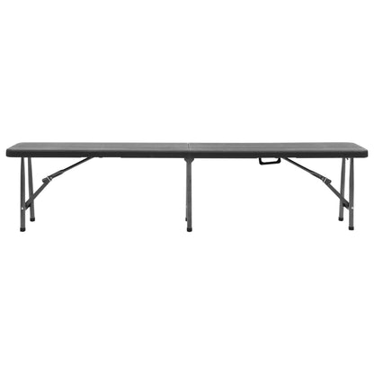 Bancos de jardim dobráveis 2 pcs 180 cm PEAD preto