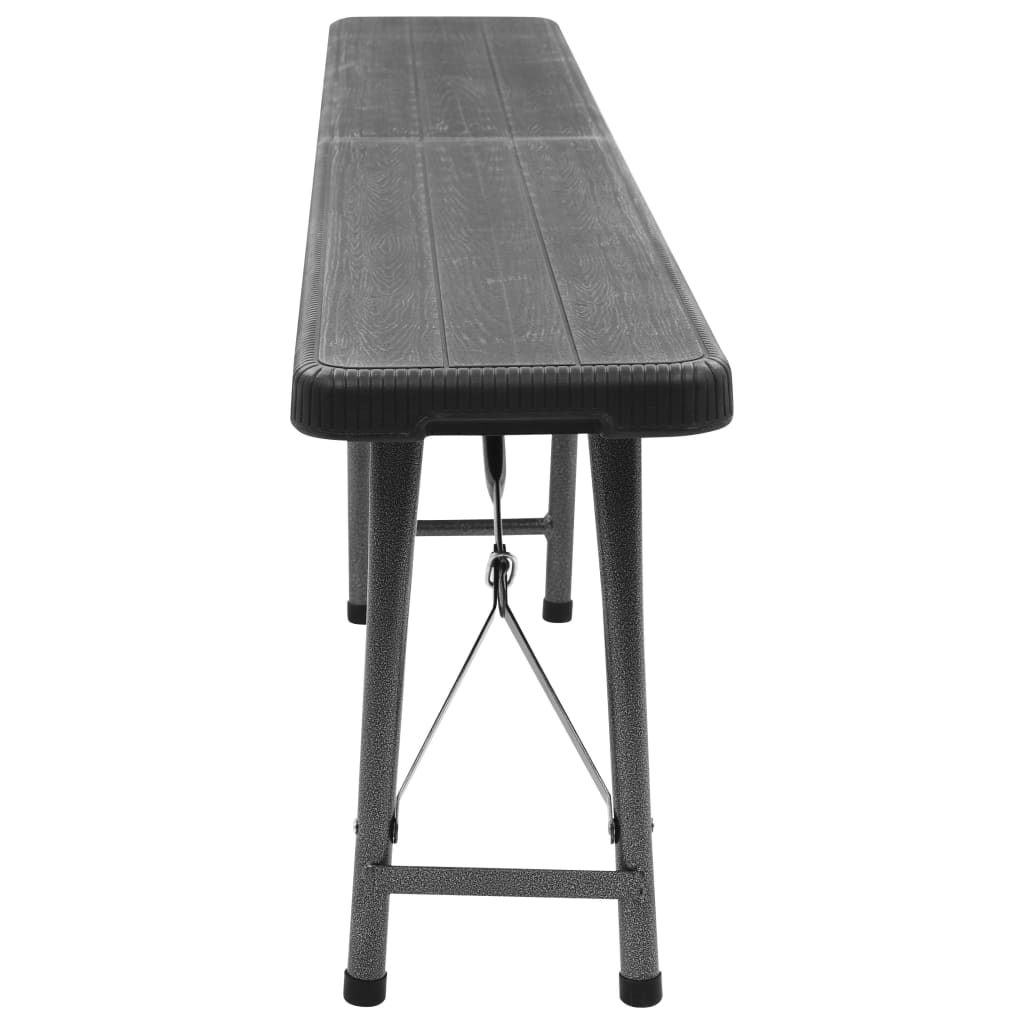 Bancos de jardim dobráveis 2 pcs 180 cm PEAD preto