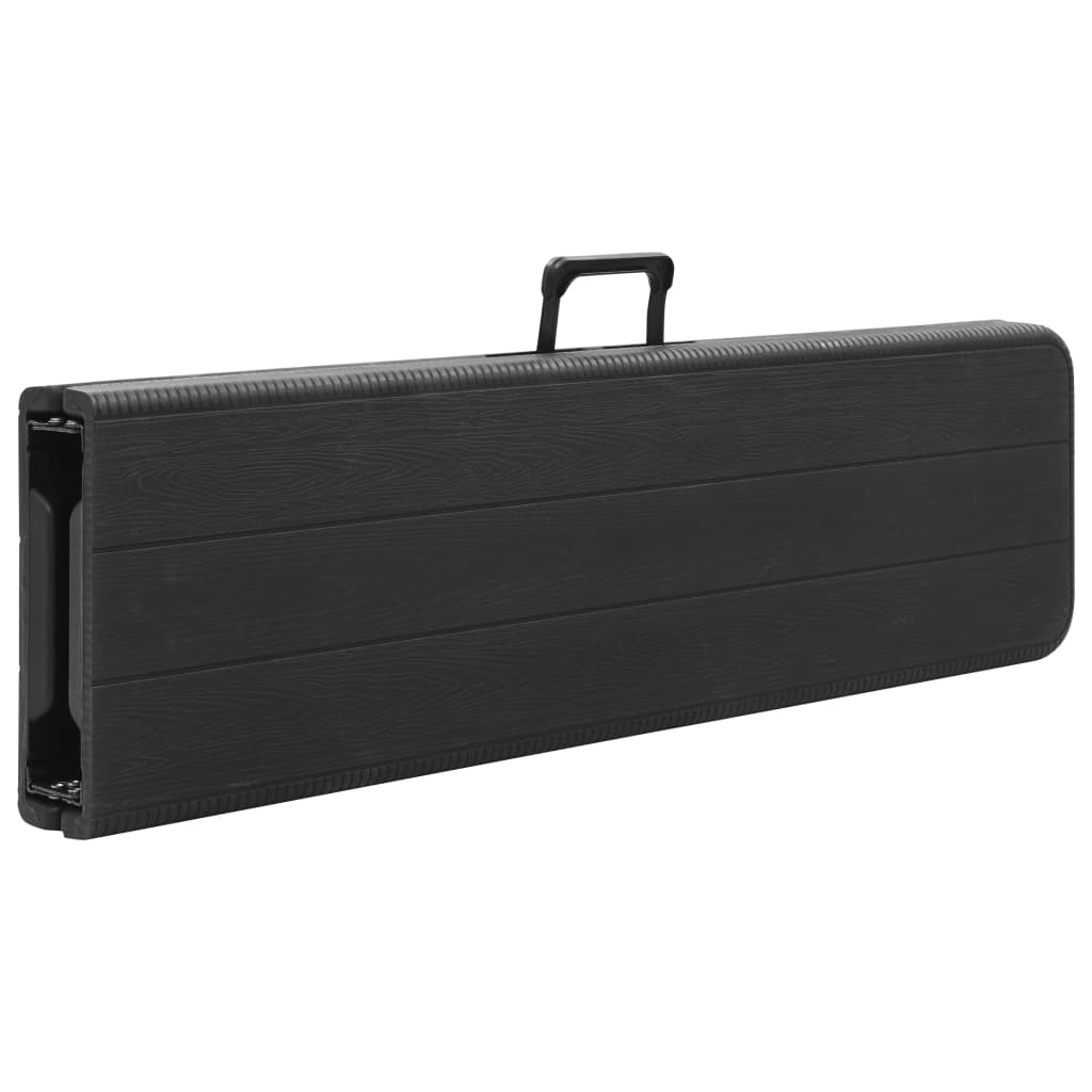 Bancos de jardim dobráveis 2 pcs 180 cm PEAD preto