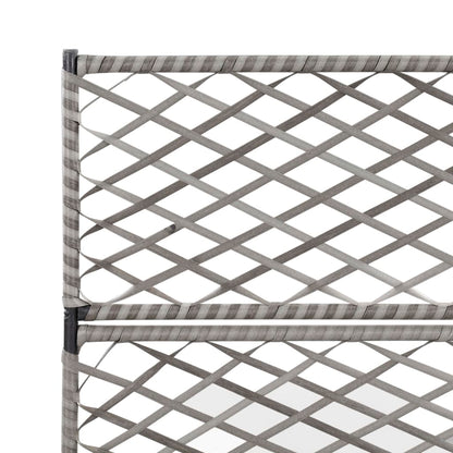 Floreira com treliça e 3 vasos 83x30x130 cm vime PE cinzento