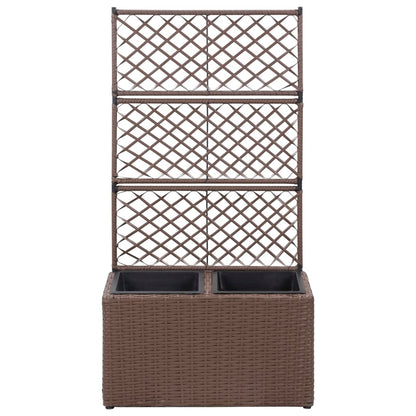 Floreira com treliça e 2 vasos 58x30x107 cm vime PE castanho
