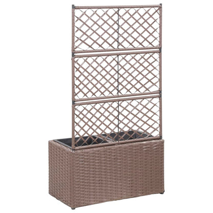 Floreira com treliça e 2 vasos 58x30x107 cm vime PE castanho