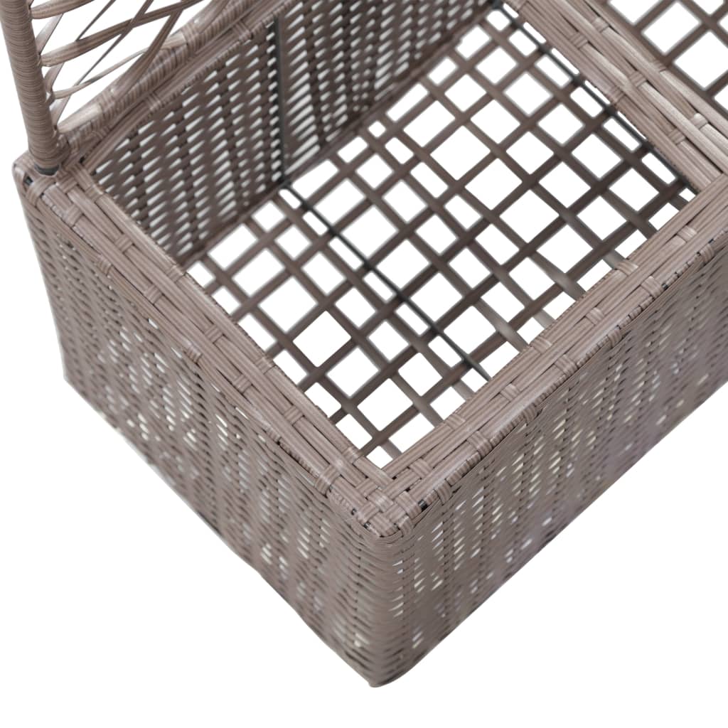 Floreira com treliça e 2 vasos 58x30x107 cm vime PE castanho