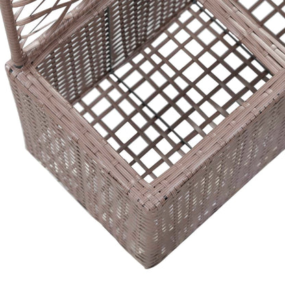 Floreira com treliça e 2 vasos 58x30x107 cm vime PE castanho