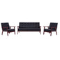 Conjunto de sofás 3 pcs couro artificial preto