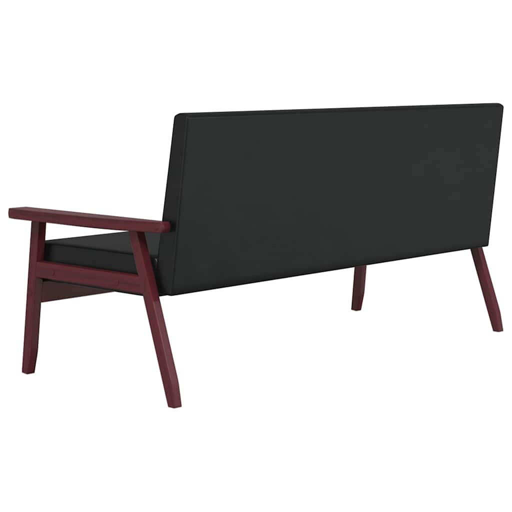 Conjunto de sofás 3 pcs couro artificial preto