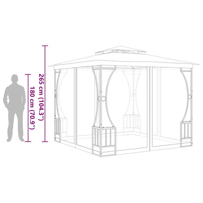 Gazebo com redes 300x300x265 cm creme