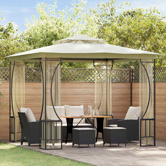 Gazebo com redes 300x300x265 cm creme