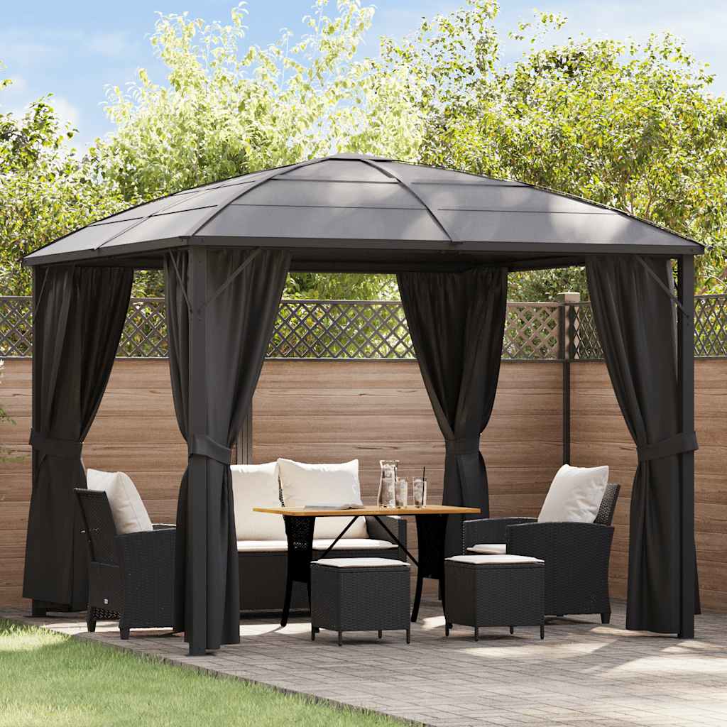 Gazebo com cortinas 300x300x265 cm antracite