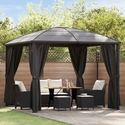 Gazebo com cortinas 300x300x265 cm antracite