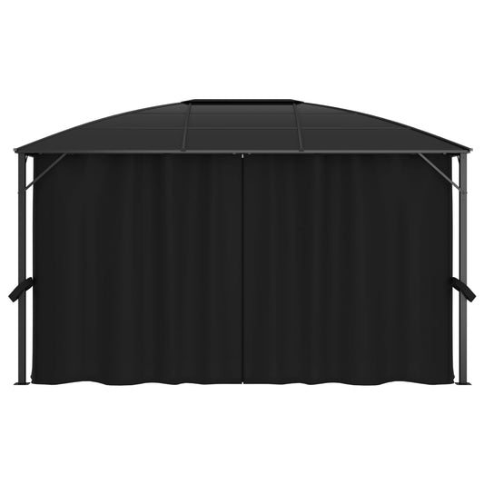 Gazebo com cortinas 400x300x265 cm antracite