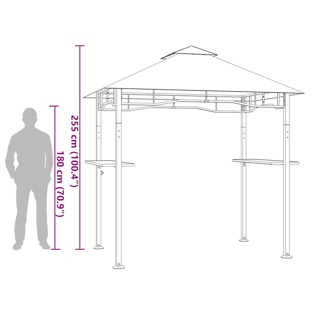 Gazebo de churrasco 240x150x255 cm aço antracite