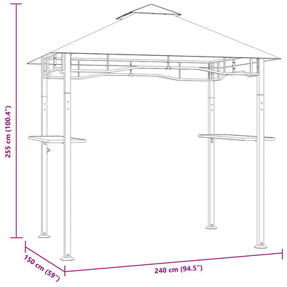 Gazebo de churrasco 240x150x255 cm aço antracite