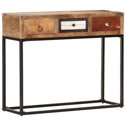 Mesa consola 90x30x75 cm madeira recuperada maciça dourado