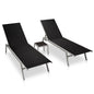 Espreguiçadeiras com mesa 2 pcs aço e textilene preto