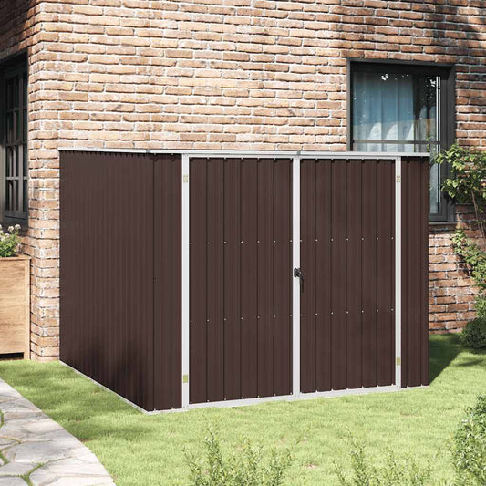 Abrigo de jardim 195x198x159 cm aço galvanizado castanho