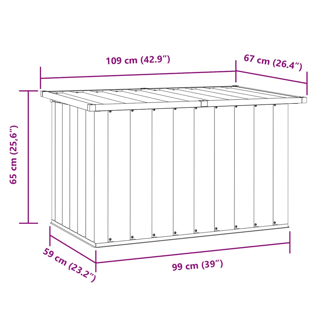 Caixa de armazenamento de jardim marrom 109x67x65 cm