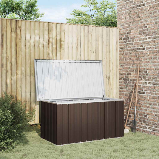 Caixa de armazenamento para jardim marrom 129x67x65 cm