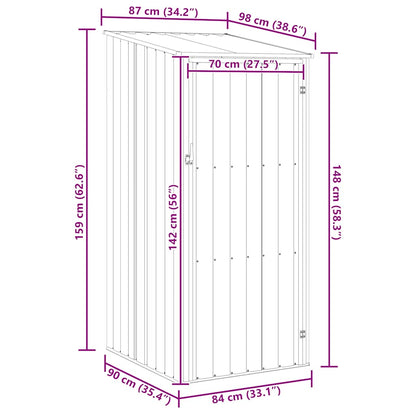 Abrigo de jardim 87x98x159 cm aço galvanizado cinzento