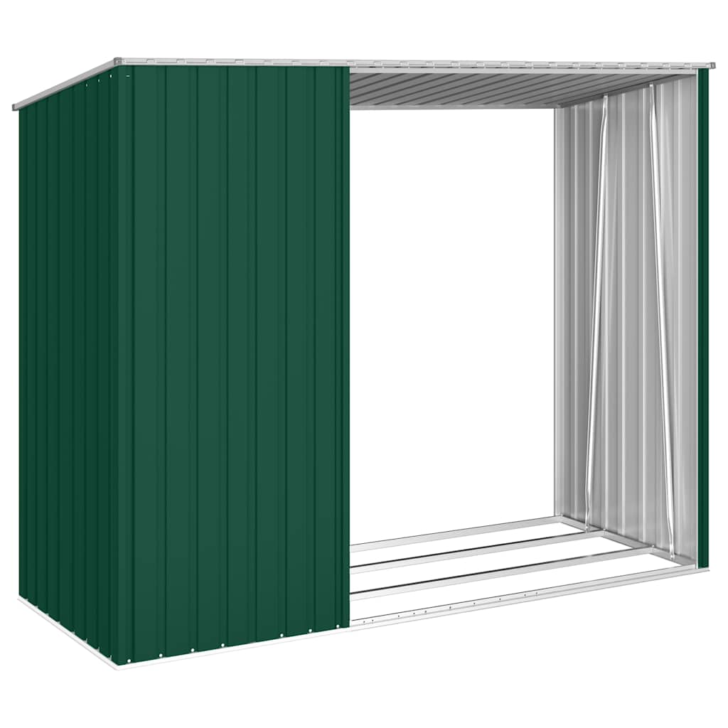 Abrigo de lenha para jardim 245x98x159 cm aço galvanizado verde