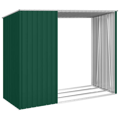 Abrigo de lenha para jardim 245x98x159 cm aço galvanizado verde