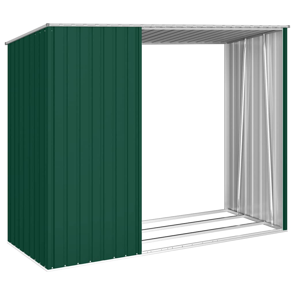 Abrigo de lenha para jardim 245x98x159 cm aço galvanizado verde