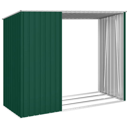 Abrigo de lenha para jardim 245x98x159 cm aço galvanizado verde
