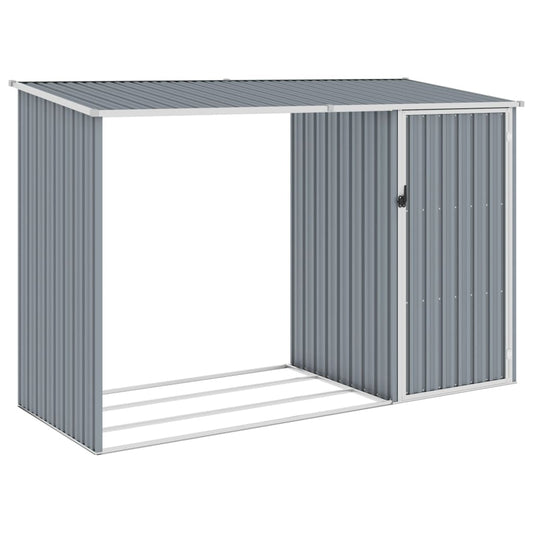 Abrigo de lenha jardim 245x98x159 cm aço galvanizado cinzento