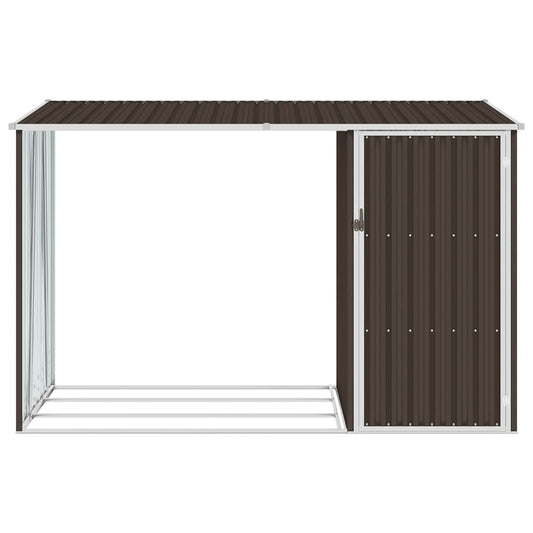 Abrigo de lenha p/ jardim 245x98x159cm aço galvanizado castanho