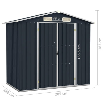 Abrigo de jardim 205x129x183 cm aço galvanizado antracite