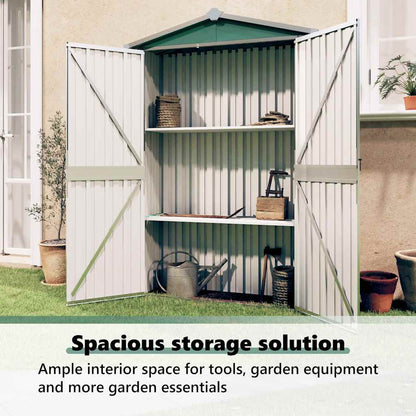 Abrigo de jardim 116x45x175 cm aço galvanizado verde