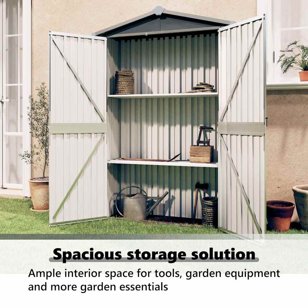 Abrigo de jardim 116x45x175 cm aço galvanizado cinzento
