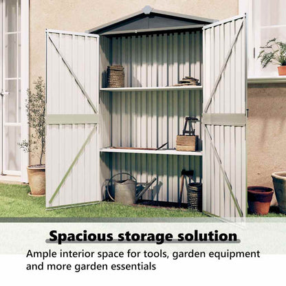 Abrigo de jardim 116x45x175 cm aço galvanizado cinzento