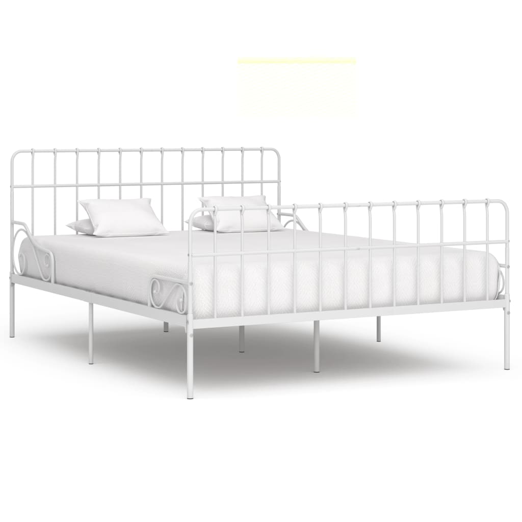 Estrutura de cama com estrado de ripas 200x200 cm metal branco