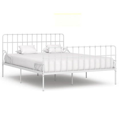 Estrutura de cama com estrado de ripas 200x200 cm metal branco
