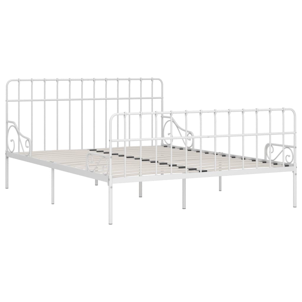 Estrutura de cama com estrado de ripas 200x200 cm metal branco