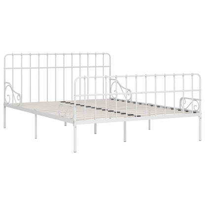 Estrutura de cama com estrado de ripas 200x200 cm metal branco