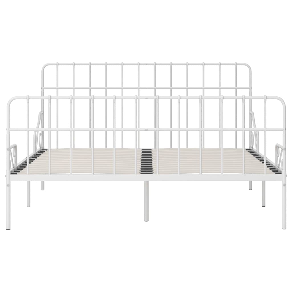 Estrutura de cama com estrado de ripas 200x200 cm metal branco