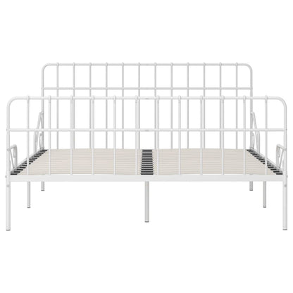 Estrutura de cama com estrado de ripas 200x200 cm metal branco