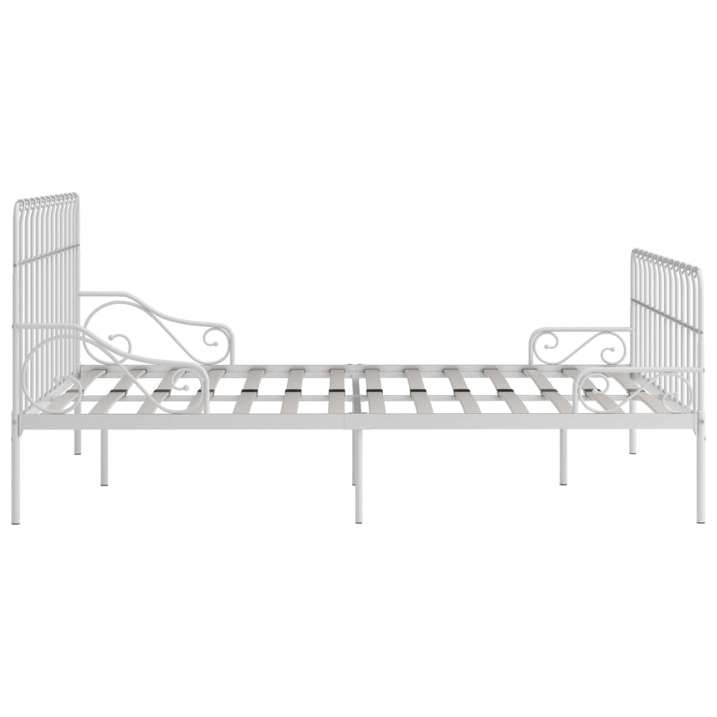 Estrutura de cama com estrado de ripas 200x200 cm metal branco