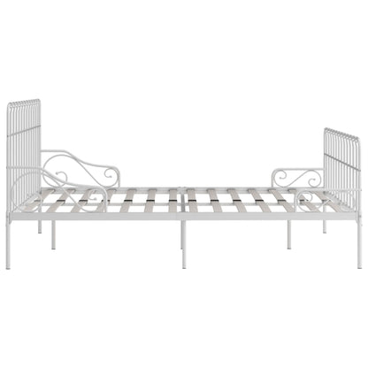 Estrutura de cama com estrado de ripas 200x200 cm metal branco