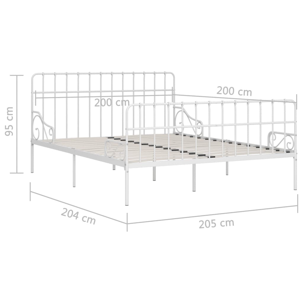 Estrutura de cama com estrado de ripas 200x200 cm metal branco