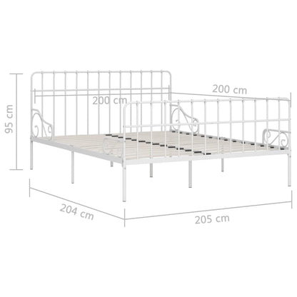 Estrutura de cama com estrado de ripas 200x200 cm metal branco