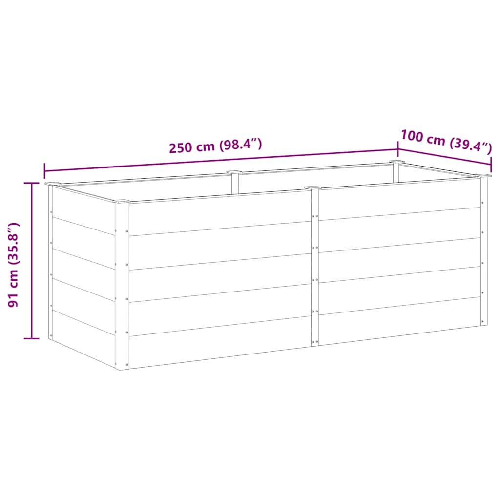 Canteiro elevado de jardim 250x100x91 cm WPC cinzento
