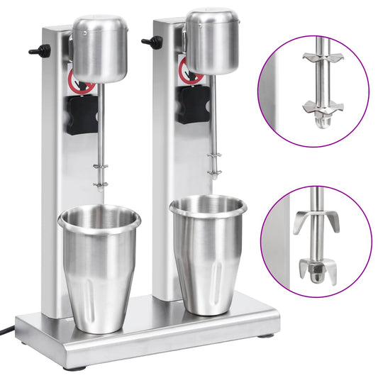 Misturador para batidos com copos duplos aço inoxidável 2 L