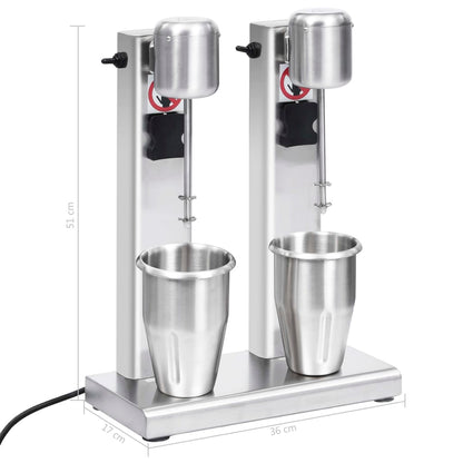 Misturador para batidos com copos duplos aço inoxidável 2 L